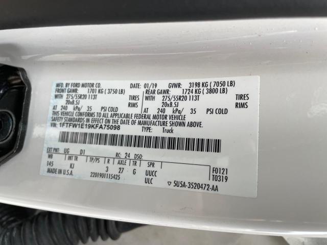 Photo 10 from auction – 2019 FORD F150 SUPER with VIN 1FTFW1E19KFA75098