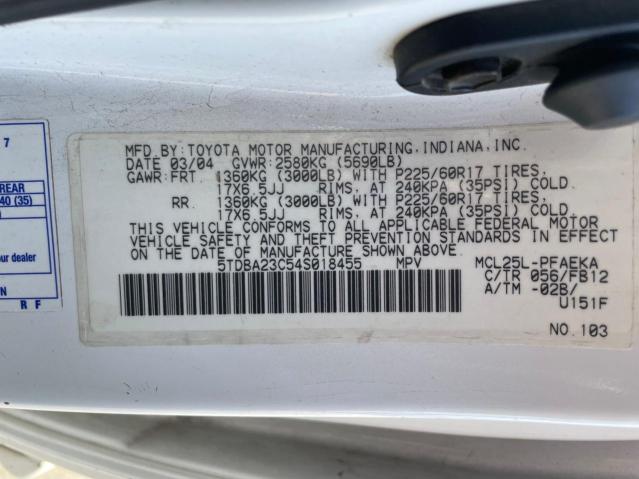 Photo 10 from auction – 2004 TOYOTA SIENNA LE with VIN 5TDBA23C54S018455