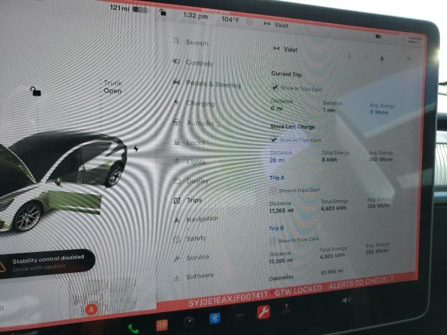 Photo 9 from auction – 2018 TESLA MODEL 3 with VIN 5YJ3E1EAXJF007417