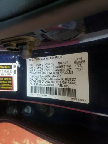 Photo 14 from auction – 2016 HONDA CR-V EXL with VIN 5J6RM4H72GL062068