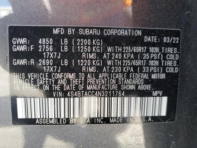 Photo 14 from auction – 2022 SUBARU OUTBACK PR with VIN 4S4BTACC4N3211764