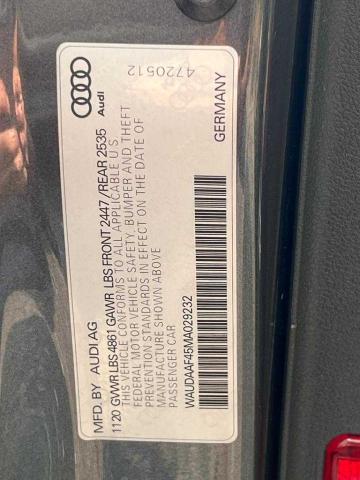 Photo 10 from auction – 2021 AUDI A4 PREMIUM with VIN WAUDAAF45MA029232
