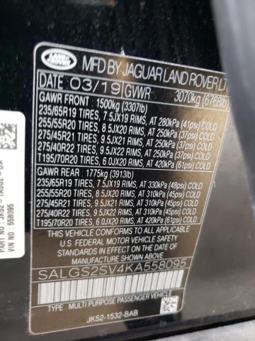 Photo 14 from auction – 2019 LAND ROVER RANGE ROVE with VIN SALGS2SV4KA558095