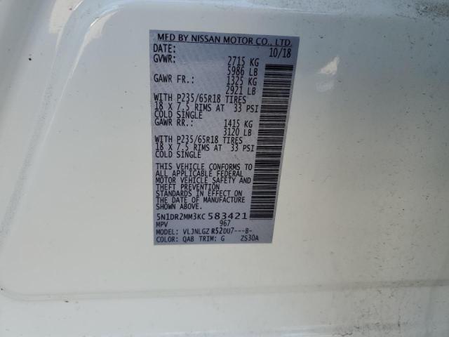 Photo 14 from auction – 2019 NISSAN PATHFINDER with VIN 5N1DR2MM3KC583421