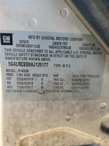 Photo 14 from auction – 2010 BUICK ENCLAVE CX with VIN 5GALRCED8AJ125177