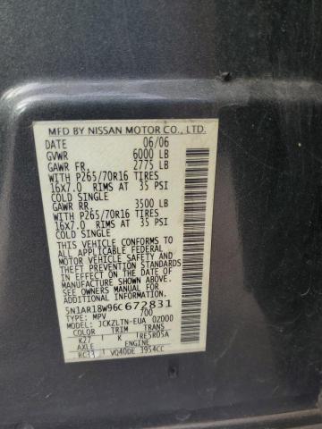 Photo 14 from auction – 2006 NISSAN PATHFINDER with VIN 5N1AR18W96C672831
