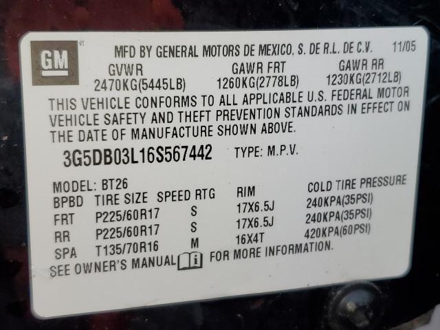 Photo 14 from auction – 2006 BUICK RENDEZVOUS with VIN 3G5DB03L16S567442