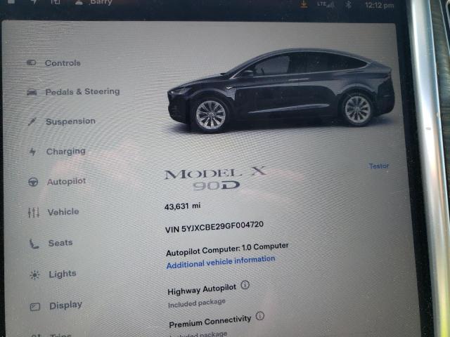 Photo 9 from auction – 2016 TESLA MODEL X with VIN 5YJXCBE29GF004720