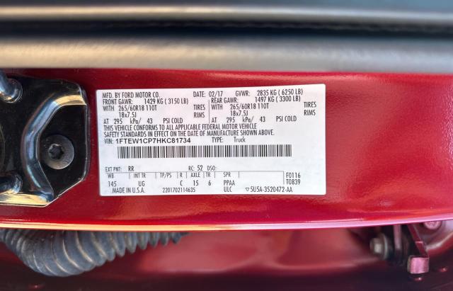 Photo 10 from auction – 2017 FORD F150 SUPER with VIN 1FTEW1CP7HKC81734