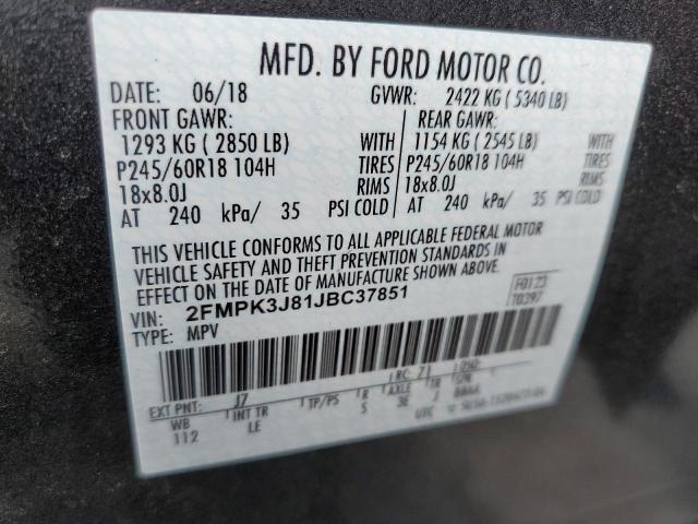 Photo 14 from auction – 2018 FORD EDGE SEL with VIN 2FMPK3J81JBC37851