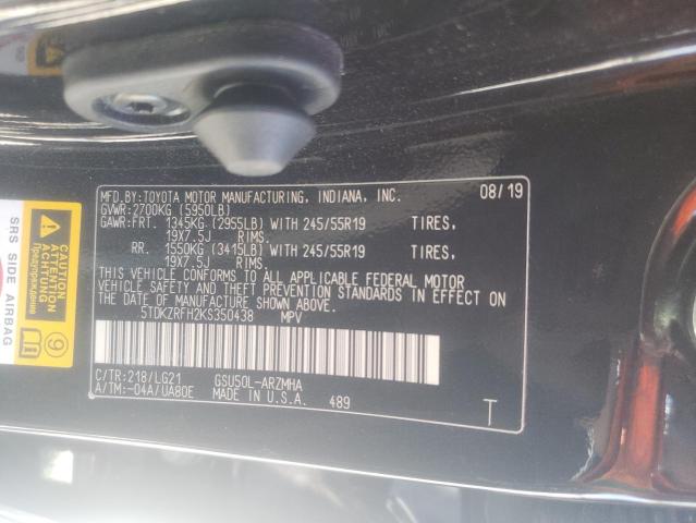 Photo 14 from auction – 2019 TOYOTA HIGHLANDER with VIN 5TDKZRFH2KS350438