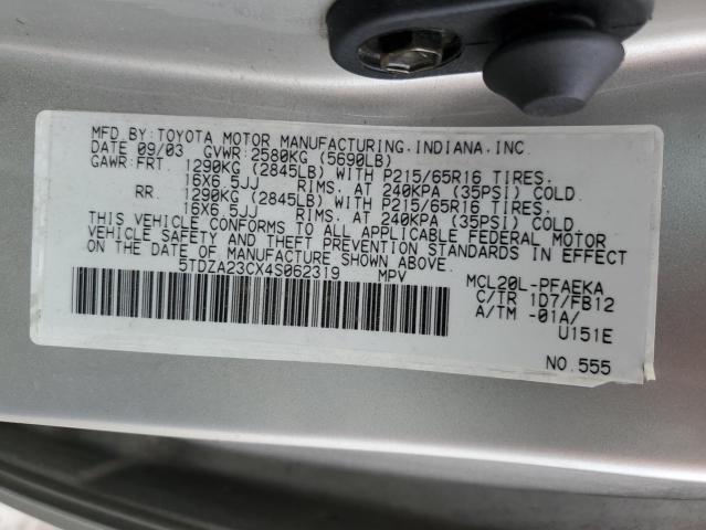 Photo 14 from auction – 2004 TOYOTA SIENNA with VIN 5TDZA23CX4S062319