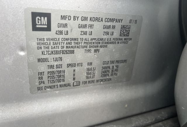 Photo 10 from auction – 2015 CHEVROLET TRAX LS with VIN KL7CJKSBXFB262008