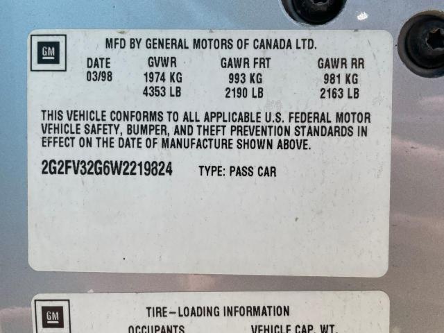 Photo 10 from auction – 1998 PONTIAC FIREBIRD T with VIN 2G2FV32G6W2219824