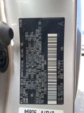 Photo 14 from auction – 2009 TOYOTA SIENNA XLE with VIN 5TDBK22C19S026011