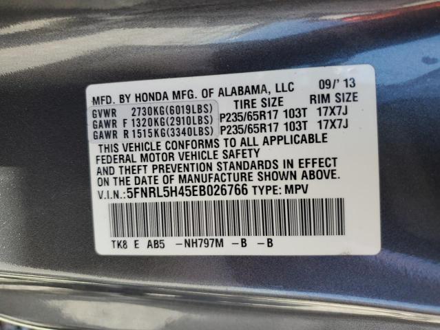 Photo 14 from auction – 2014 HONDA ODYSSEY EX with VIN 5FNRL5H45EB026766