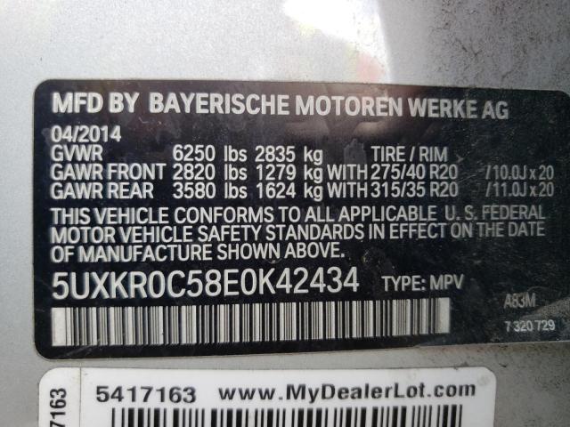 Photo 14 from auction – 2014 BMW X5 XDRIVE3 with VIN 5UXKR0C58E0K42434