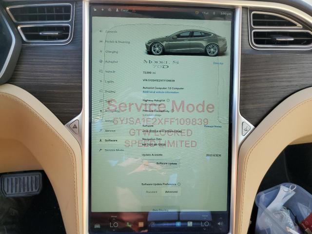 Photo 9 from auction – 2015 TESLA MODEL S with VIN 5YJSA1E2XFF109839