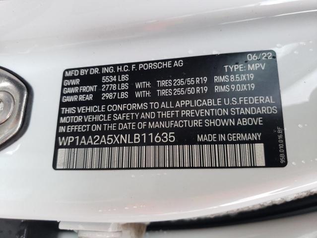 Photo 14 from auction – 2022 PORSCHE MACAN with VIN WP1AA2A5XNLB11635