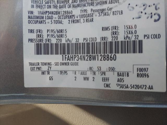 Photo 10 from auction – 2008 FORD FOCUS S/SE with VIN 1FAHP34N28W128860