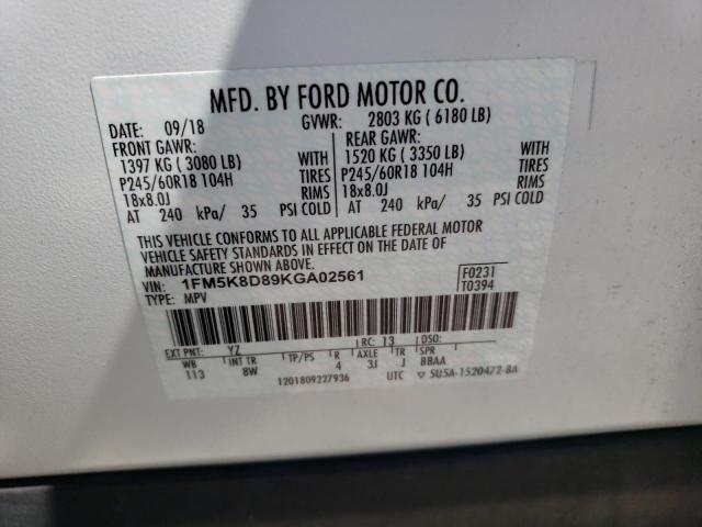 Photo 14 from auction – 2019 FORD EXPLORER X with VIN 1FM5K8D89KGA02561