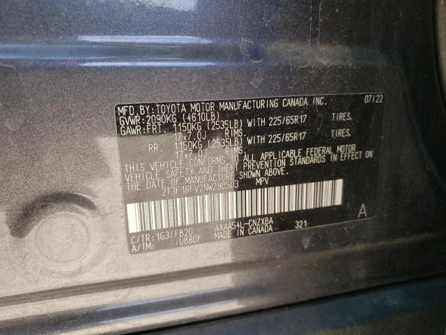 Photo 14 from auction – 2022 TOYOTA RAV4 LE with VIN 2T3F1RFV2NW290503