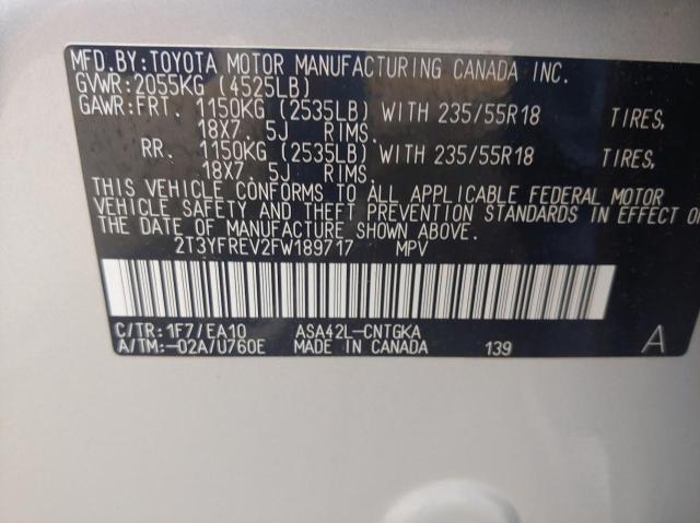 Photo 10 from auction – 2015 TOYOTA RAV4 LIMIT with VIN 2T3YFREV2FW189717