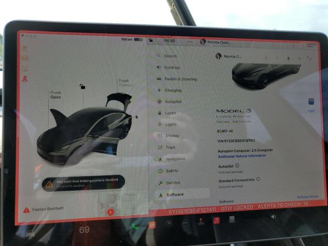 Снимка 9 от търг – 2018 TESLA MODEL 3 с VIN 5YJ3E1EB5JF127411