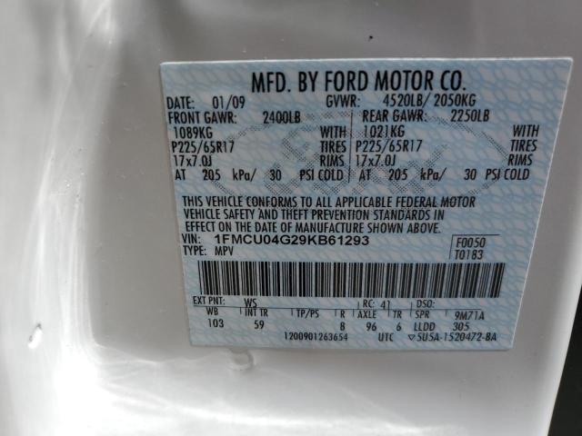 Photo 14 from auction – 2009 FORD ESCAPE with VIN 1FMCU04G29KB61293