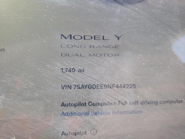 Photo 9 from auction – 2022 TESLA MODEL Y with VIN 7SAYGDEE9NF444225