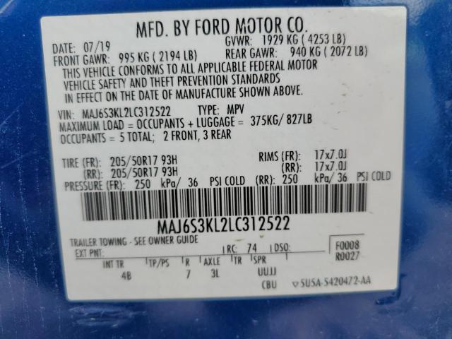 Photo 14 from auction – 2020 FORD ECOSPORT T with VIN MAJ6S3KL2LC312522