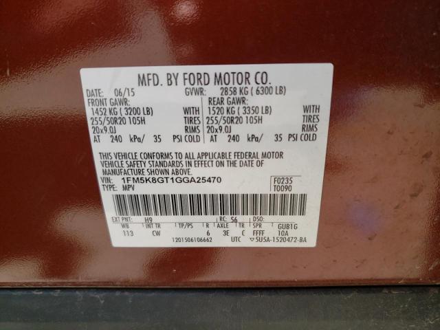 Photo 14 from auction – 2016 FORD EXPLORER S with VIN 1FM5K8GT1GGA25470