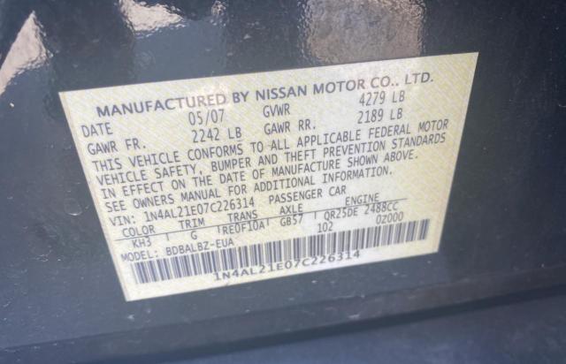 Photo 10 from auction – 2007 NISSAN ALTIMA 2.5 with VIN 1N4AL21E07C226314