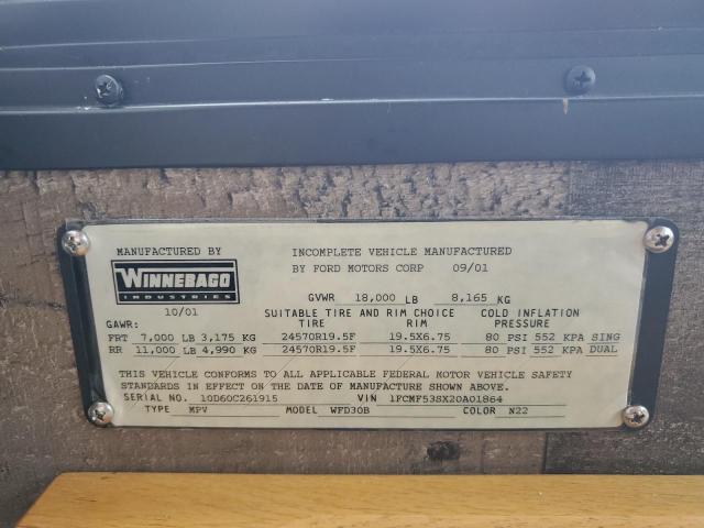 Photo 10 from auction – 2002 WINNEBAGO SIGHTSEER with VIN 1FCMF53SX20A01864