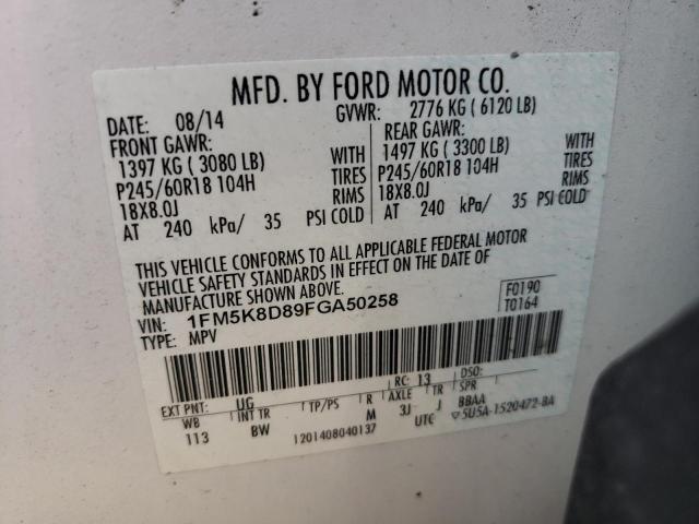 Photo 14 from auction – 2015 FORD EXPLORER X with VIN 1FM5K8D89FGA50258