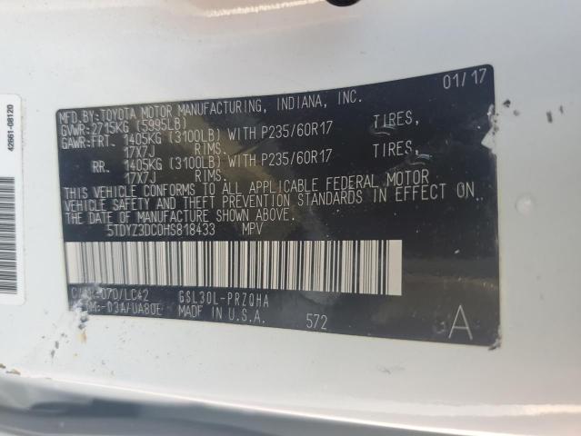 Photo 14 from auction – 2017 TOYOTA SIENNA XLE with VIN 5TDYZ3DC0HS818433