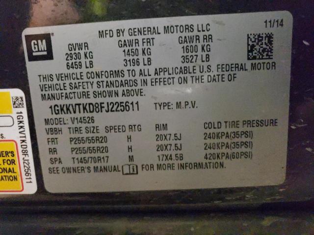 Photo 14 from auction – 2015 GMC ACADIA DEN with VIN 1GKKVTKD8FJ225611