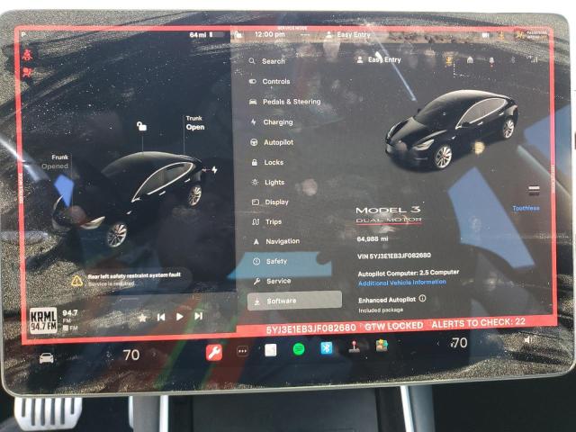 Photo 9 from auction – 2018 TESLA MODEL 3 with VIN 5YJ3E1EB3JF082680