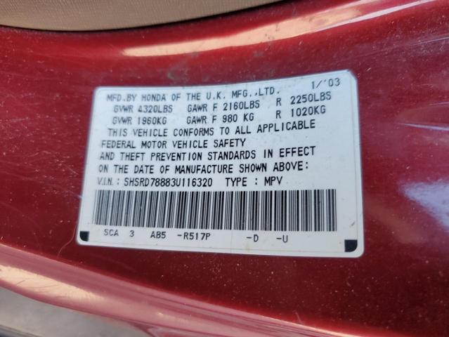 Photo 14 from auction – 2003 HONDA CR-V EX with VIN SHSRD78883U116320