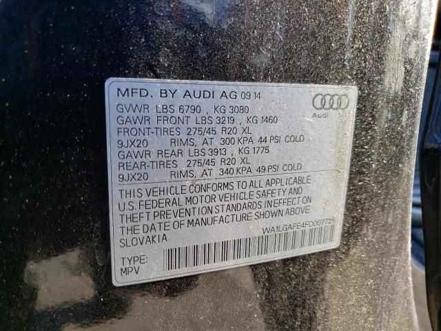 Photo 14 from auction – 2015 AUDI Q7 PREMIUM with VIN WA1LGAFE4FD007725