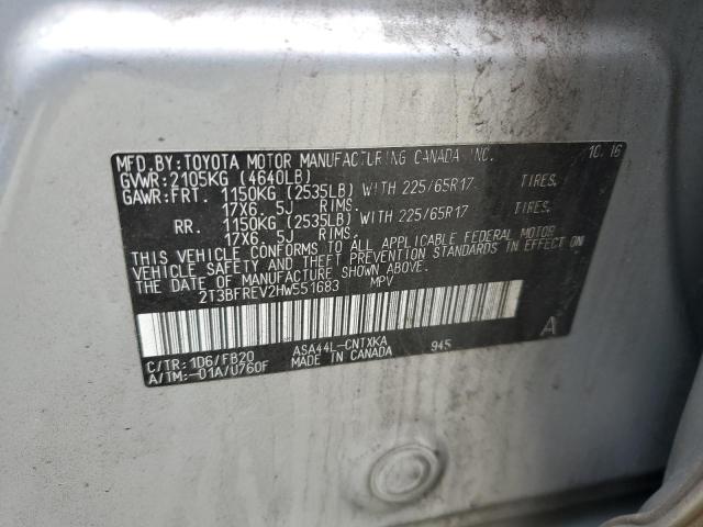 Photo 14 from auction – 2017 TOYOTA RAV4 LE with VIN 2T3BFREV2HW551683