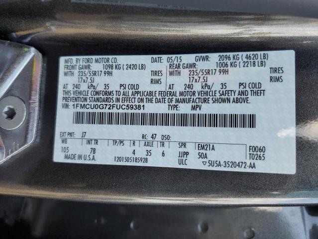 Photo 14 from auction – 2015 FORD ESCAPE SE with VIN 1FMCU0G72FUC59381