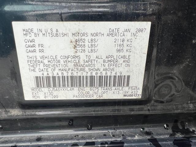 Photo 10 from auction – 2007 MITSUBISHI GALANT RAL with VIN 4A3AB76T17E058749