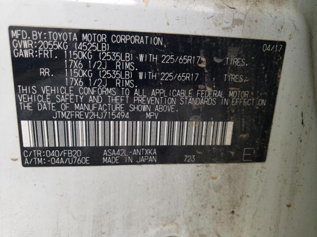 Photo 14 from auction – 2017 TOYOTA RAV4 LE with VIN JTMZFREV2HJ715494