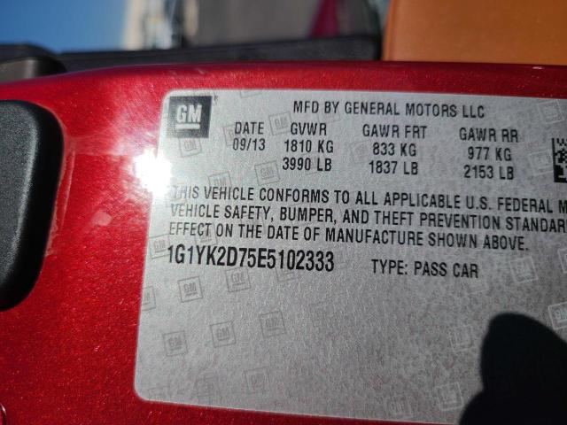 Photo 10 from auction – 2014 CHEVROLET CORVETTE S with VIN 1G1YK2D75E5102333