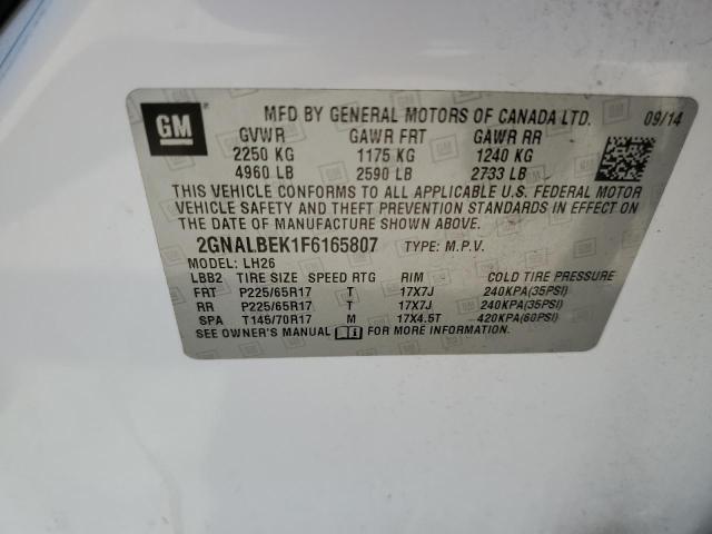 Photo 14 from auction – 2015 CHEVROLET EQUINOX LT with VIN 2GNALBEK1F6165807
