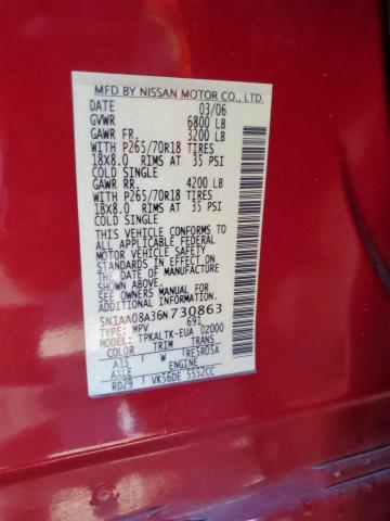 Photo 14 from auction – 2006 NISSAN ARMADA SE with VIN 5N1AA08A36N730863