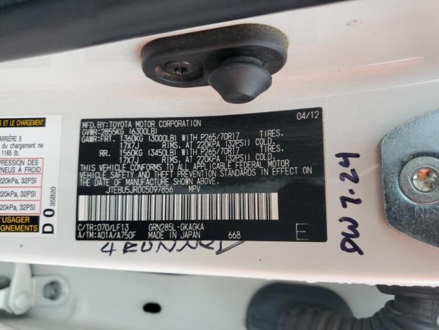 Photo 14 from auction – 2012 TOYOTA 4RUNNER SR with VIN JTEBU5JR0C5097856