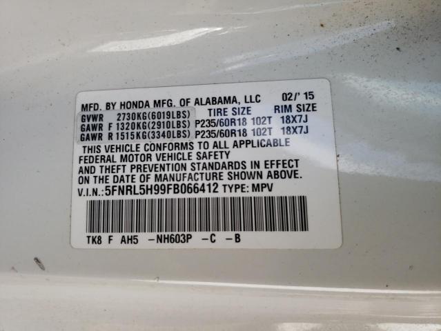 Photo 14 from auction – 2015 HONDA ODYSSEY TO with VIN 5FNRL5H99FB066412