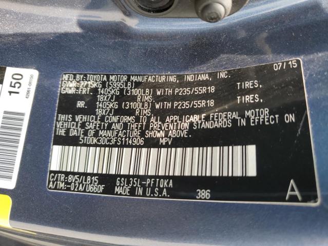 Photo 14 from auction – 2015 TOYOTA SIENNA XLE with VIN 5TDDK3DC3FS114906